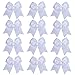 8 Inch Cheerleader Bows Ponytail Holder Solid Color Cheerleading Bows Hair Tie (White)