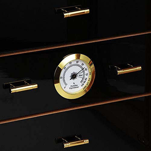 REMIGHTELY BRIGHT Cigar Hygrometer - Precision Round Glass Pointer Hygrometer for Metal Cigar Box/Cigar Cabinet, Diameter 2in and Gold