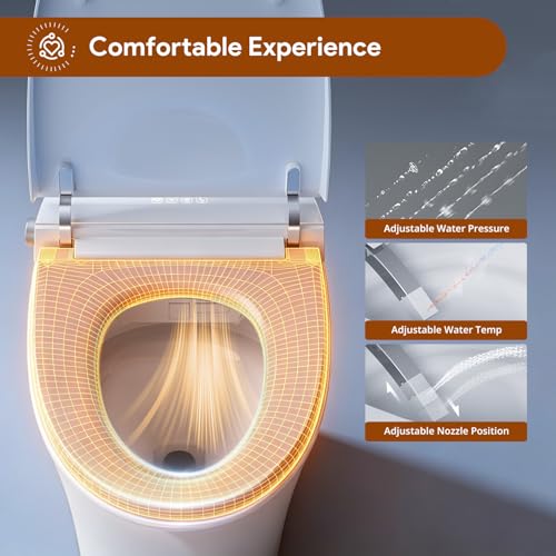 Uncle Brown ST12U Smart Toilet, ADA Height Bidet Toilet with Auto Open & Close Lid, 1000g MaP Flush Score, Foam Shield, PlasmaClean Technology, Hygienic Water Cleanse, Heated Seat & Warm Air Dryer
