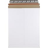 JAM PAPER Stay-Flat Photo Mailer Envelopes with Peel & Seal Closure - 9 x 11 1/2 - White - 6 Rigid Mailers/Pack
