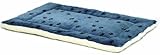 Reversible Paw Print Pet Bed in Blue / White, Dog Bed Measures 17L x 11W x 1.5H for "Tiny" Dog Breed, Machine Wash