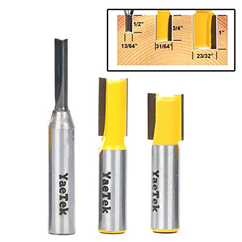 8milelake 3 Plywood Dado Router Bits for 3/4Inch 1/2Inch and 1/4Inch