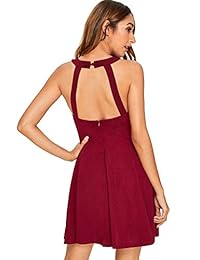 Romwe - Vestido de cóctel sin mangas, sin espalda, sin mangas