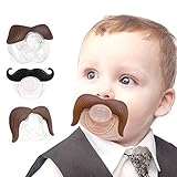 Baby Funny Pacifier Cute Kissable Mustache Lid Pacifier for Babies and Toddlers Unisex - BPA Free Latex Free Made with Silicone -Pack of 3 (Black&Coffee)