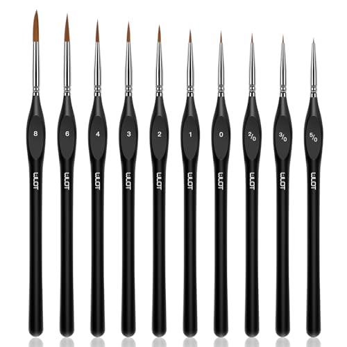 Fine Detail Brushes with Triangular Handles,10 Miniature Brush for Fine Detailing & Art Painting,Acrylic&Nail, Models,Watercolour, Miniatures,Oil, Wargaming Figures.(golden maple series）