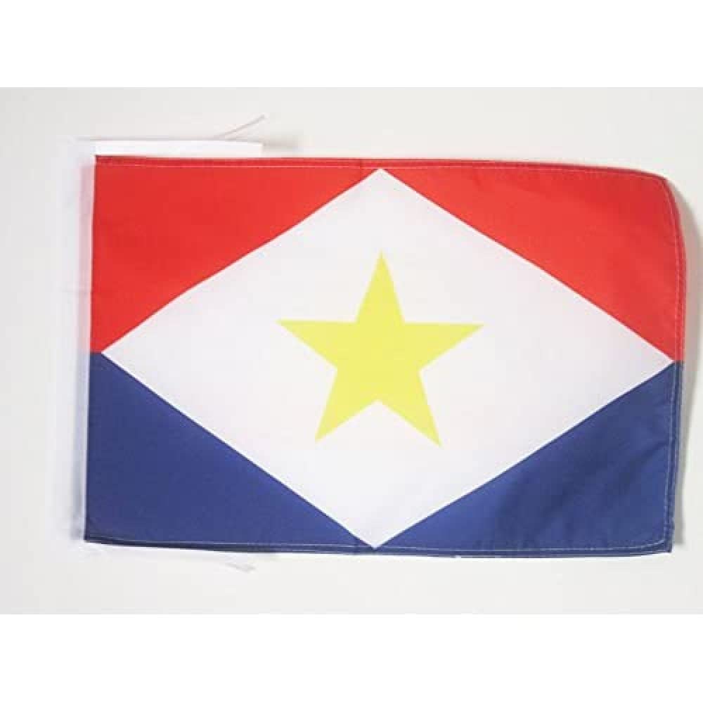 AZ FLAG - Saba Flag - 18'' x 12'' - 100% Polyester Saba Small Banner with Two Cords - Fade Resistant - Vivid Colors - 18x12 in - 45x30 Cm — image 1