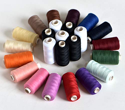 Polyester Sewing Thread-24 Spools All Purpose Polyester Thread Assortment Sewing kit with Free Set 30 Needles for Hand & Machine Sewing