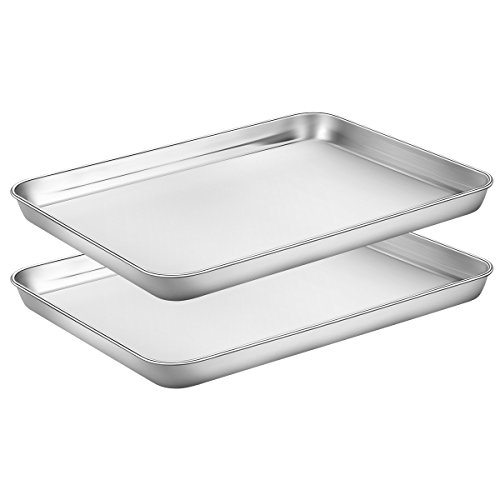 Baking Sheets Set of 2, HKJ Chef Cookie Sheets 2 Pieces & Stainless Steel Baking Pans & Toaster Oven Tray Pans… 1 Baking Sheets Set of 2, HKJ Chef Cookie Sheets 2 Pieces & Stainless Steel Baking Pans & Toaster Oven Tray Pans…