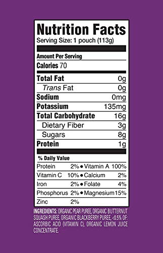Happy Baby Organics Stage 2 Baby Food Pouches, Gluten Free, Vegan & Healthy Snack, Clearly Crafted Fruit & Veggie Puree, Pears Squash & Blackberries, 4 Ounces (Pack of 8) - Thumbnail 3