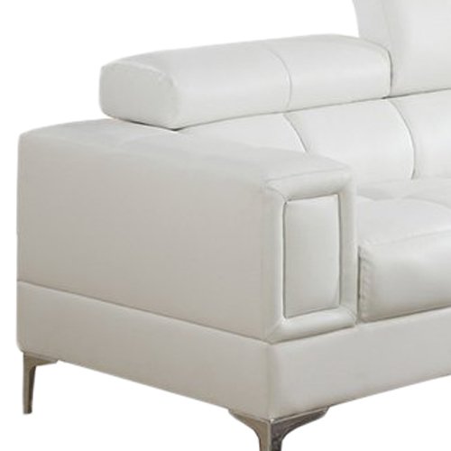 Poundex Bobkona Sierra Bonded Leather 2 Piece Sofa And Loveseat Set, White - Thumbnail 7
