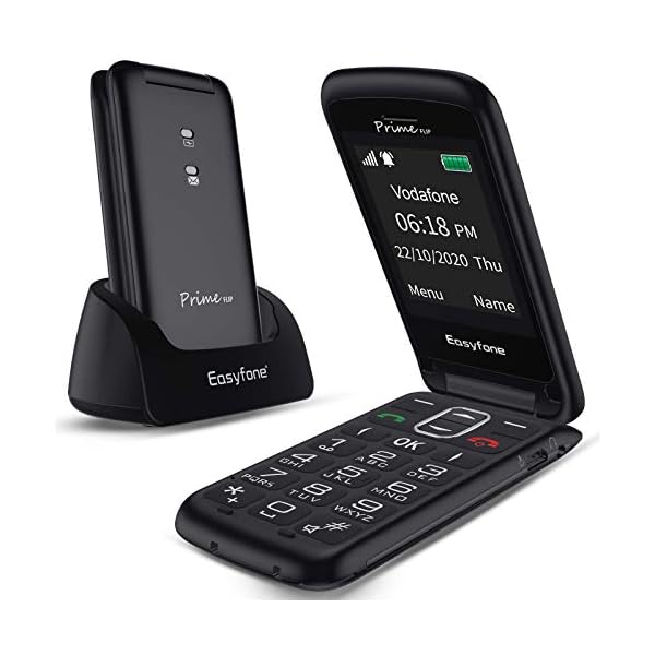 Easyfone-Prime-Flip-Big-Button-Senior-Flip-Mobile-Phone-Easy-to-Use-Clamshell-Mobile-Phone-for-Seniors-with-Charging-Dock-Black Easyfone Prime-Flip GSM SIM-Free Flip Mobile Phone for Seniors, Easy-to-Use Big Button Clamshell Phone for Elderly with…