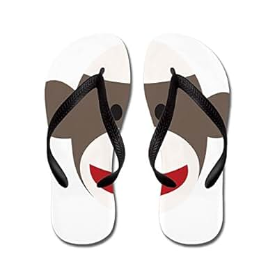 Amazon.com | CafePress - Sock Monkey Face - Flip Flops, Funny Thong Sandals, Beach Sandals Black 