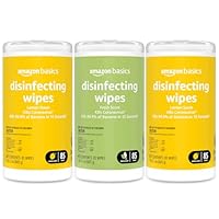 Amazon Basics Disinfecting Wipes, Lemon & Fresh Scent, Sanitizes/Cleans/Disinfects/Deodorizes, 255 Count (3 Packs of 85)