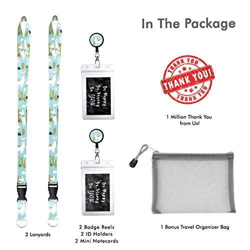 2-Pack Cruise Lanyard & Waterproof ID Key Card Holder Clip. Matching Retractable Badge Reel. Bonus Travel Organizer Bag. Essential Cruise Ship Accessories. Llama & Cactus