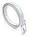 Belle Donne, White Belt Women's Leather Skinny Hip or Waist Dress Belt -White Belts for Women -S