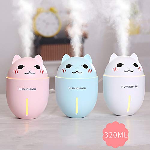 Shentesel Cat Ultrasonic Humidifier Cooling Fan LED Light USB Air Refresher Diffuser - Pink - Thumbnail 2