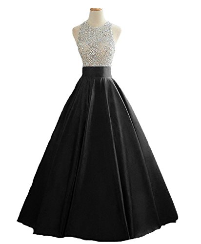HEIMO Women's Sequins Keyhole Back Evening Ball Gown Beaded Prom Formal Dresses Long H095 2 Black