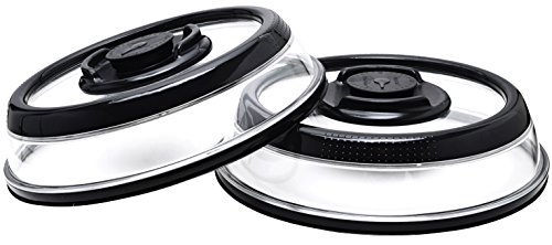 PressDome - Universal Vacuum Air Tight Food Sealer Container (10 Inch, Low Profile) - Pack of 2 (Black)