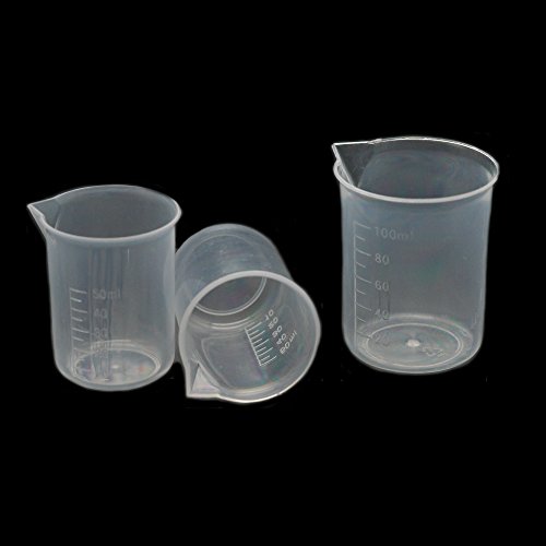 Fujiyuan 5 pcs 100ml Measuring Beaker Cups Lab Supplies Test Graduated Plastic Clear Container Liquid Kitchen
