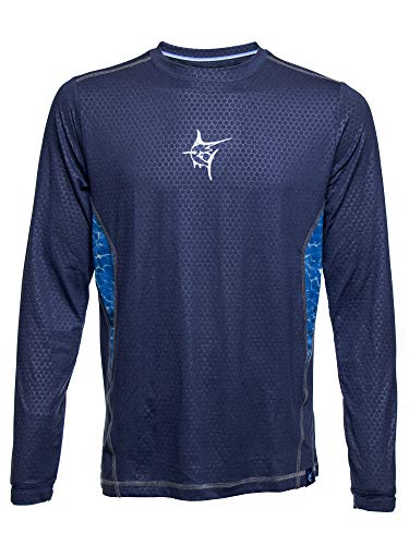 White Water Men's Technoflex Long Sleeve Performance Shirt with UV50 Protection-Slate Blue Medium