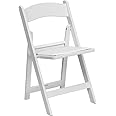 Flash Furniture 4 Pack HERCULES Series 800 lb. Capacity White Resin Folding Chair with Slatted Seat