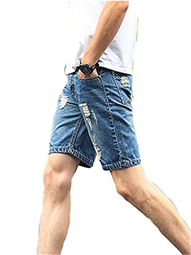 SDHEIJKY Causal Men's Fashion Distressed Ripped Washed Denim Shorts Jean Short
