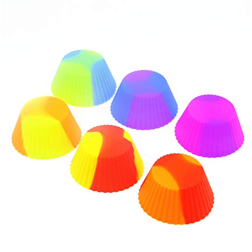 Silicone Cupcake Baking Cups, Dual Color Non Stick Silicone Baking Molds For Muffin Pan, Pack of 12