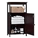 Homfa Bathroom Floor Cabinet Free Standing with Single Door Multifunctional Bathroom Storage Organizer Toiletries, Dark Brown