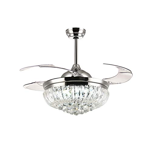Moooni Dimmable LED Fandelier Crystal Retractable Ceiling ...