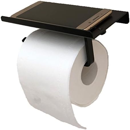 Matte Black Toilet Paper Holder with Shelf, KRUDE Stainless Steel Wall Mounted Paper Holder for Bathroom