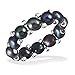 Unique Royal Jewelry White, Red and Multicolor Freshwater Cultured Pearl Stretch Ring with Silver Beads (6-6.5mm), Set of 3