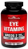 AREDS 2 Eye Vitamins with Lutein and Zeaxanthin Supplements - Clinically Proven for Macular Degeneration, Eye Care, Eye Health - Areds2 Formula for Adults - 60 Vegetarian Capsules
