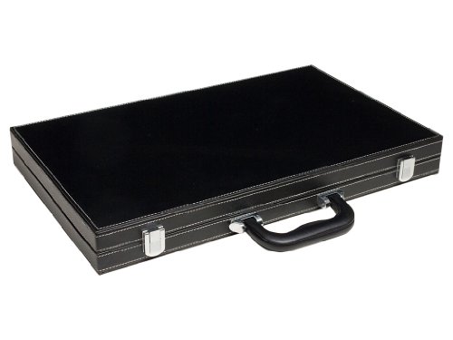 18" Leatherette Backgammon Set - Velvet Playing Field, Classic Black Board