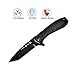 Pocket Folding Tanto Knife with Clip and Hanging Hole，60HRC Black-Oxide 8Cr13Mov Blade EDC Survival Tactical Military Knives for Self Defense Camping Outdoor (5.2-inch Closed)