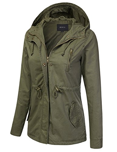 DRESSIS Women's Lightweight Military Anorak Hooded Jacket OLIVE 3XL
