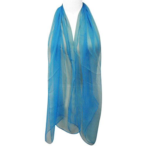 Wrapables Solid Color 100% Silk Long Scarf, Peacock Blue