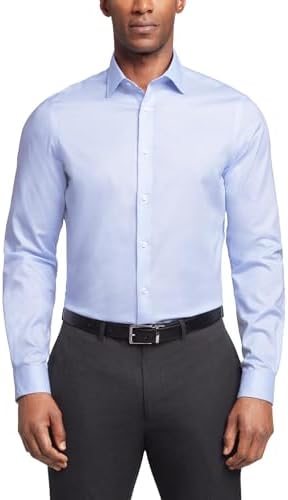 van heusen men's dress shirt slim fit stain shield stretch Cronbie Long Sleeve Stain Shield Shirt Herringbone Print