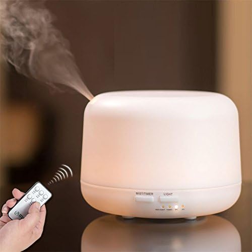 Tuohai 300ml Ultrasonic Humidifier Aromatherapy Essential Oil Diffuser with LED lights and Remote Control, Waterless Auto Shut-off Function, Adjustable Mist Mode, Warm Lights