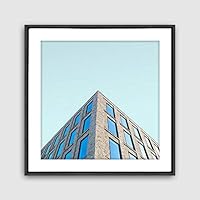 Framed Canvas Wall Art Geometric Building Canvas Prints Home Artwork Decoration for Living Room,Bedroom - 16x16 inches