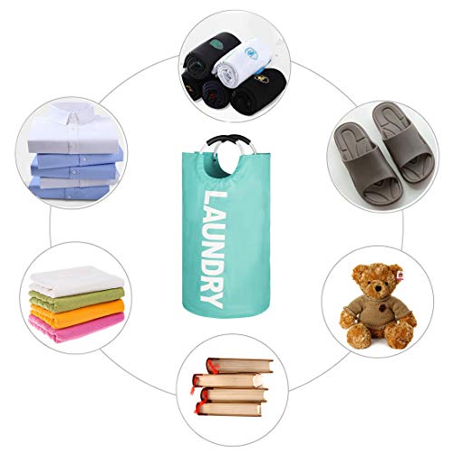 Epicord Laundry Basket Collapsible Fabric Large Clothes Hampers for Laundry Folding Storage Washing Bin with Handles for College, Camping and Home in 6 Colors (Light Blue)