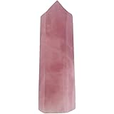 XPS&BAG Rose Quartz Crystals 3"-4"(8-10cm) Healing Crystal Wands Pointsl 6 Faceted Prism Wand Gemstone Stones Carved Reiki Ch