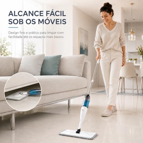 Mop Spray com Reservatório de 600 ml e Refil de Microfibra 360°