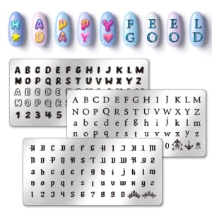 PH PandaHall 3pcs Letter Number Nail Stamping Plates, 3 Styles Alphabet Nail Stamper Typeface Nail Art Stencils Print Nail Stencils Stainless Steel Nail Image Plate for Nail Art Design Manicure Salon