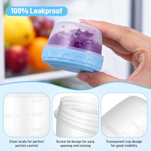 Fentar 18 Pieces Airtight Small Food Containers with Scale, 80ML Reusable Freezer Containers, Small Trays with Lids for Sauces, Yogurt (6 Colors)