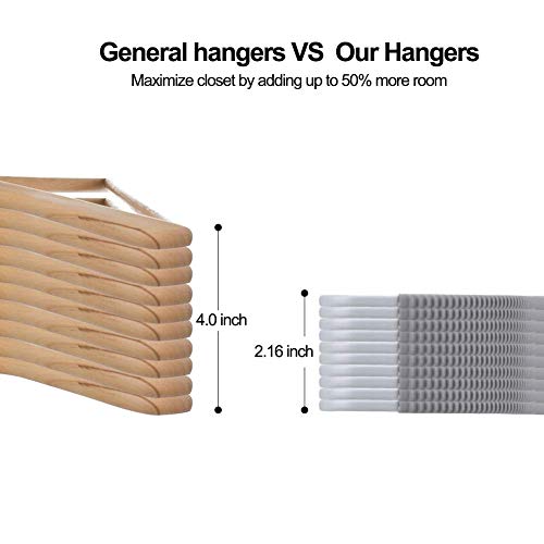 Fayleeko Clothes Hangers Plastic Space Saving, Coat Hangers Clothes Heavy Duty, Upgraded Rubber Stripe Non-Slip Coat Hangers,50 Pack Dry Wet Trousers Shirt Pants Hangers, Gray - Thumbnail 3