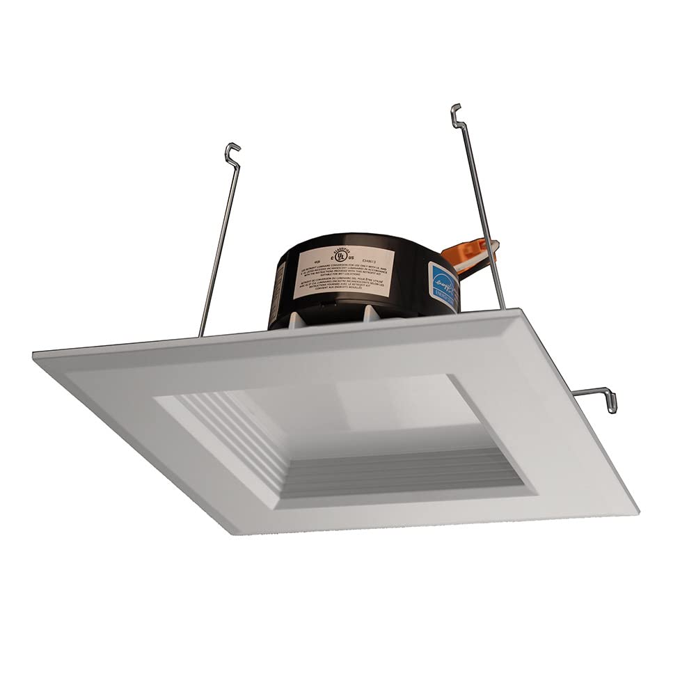 NICOR Lighting 5 inch White Square LED Recessed Downlight in 3000K (DQR5-10-120-3K-WH-BF)