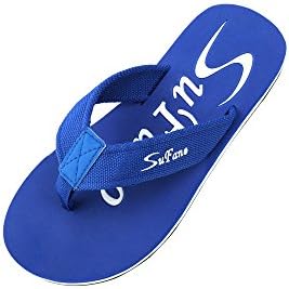 Sufano Men's Soft 3 layer Sandals Flip Flop with Comfort Cotton Strap (10.5 US / 45, Blue)