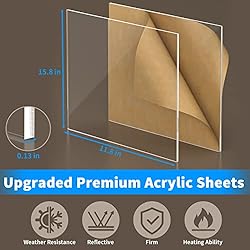 NIUBEE Acrylic Sheet 12x24 Inches(2 Pieces)，1/8