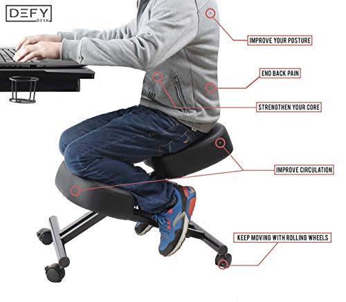 Ergonomic Kneeling Chair Home Office Chairs Thick Cushion Pad Flexible Seating Rolling Adjustable Work Desk Stool Improve Posture Now & Neck Pain - Comfortable Knees and Straight Back (Renewed)