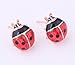 Acefeel 18K Gold Plated Adorable Red Enamel Lucky Ladybug Stud Earrings for Women's Gift E131